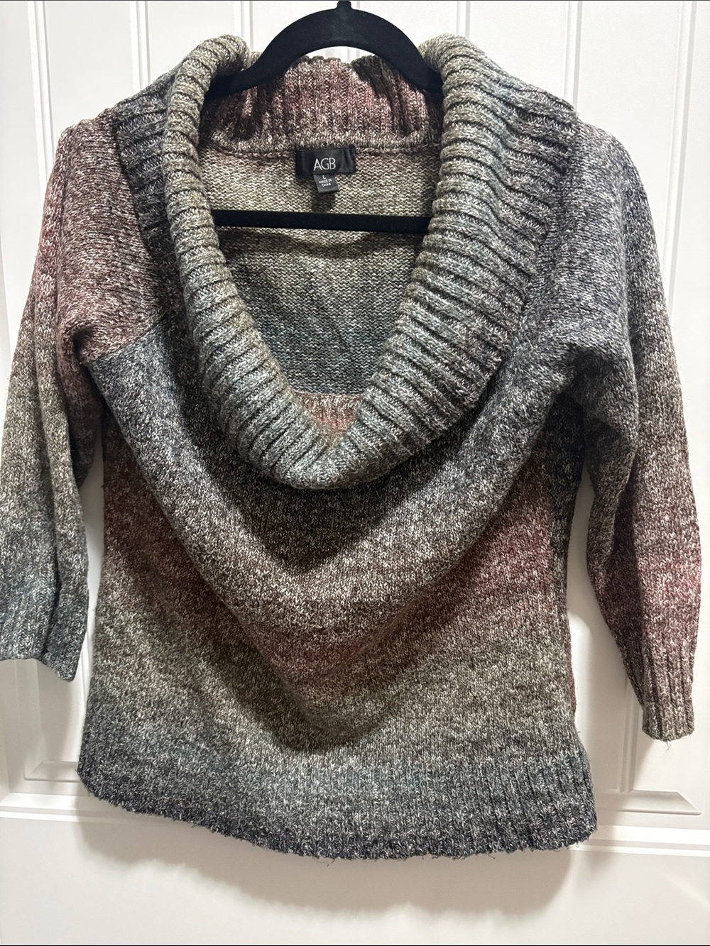 AGB Ombre Cowl Neck Sweater Women’s Large Mauve Gray